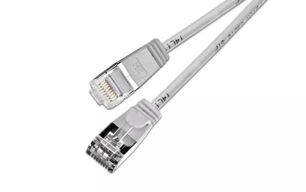 Câble patch slim RJ-45 - RJ-45, Cat 6, U/FTP, 0.25 m, Gris