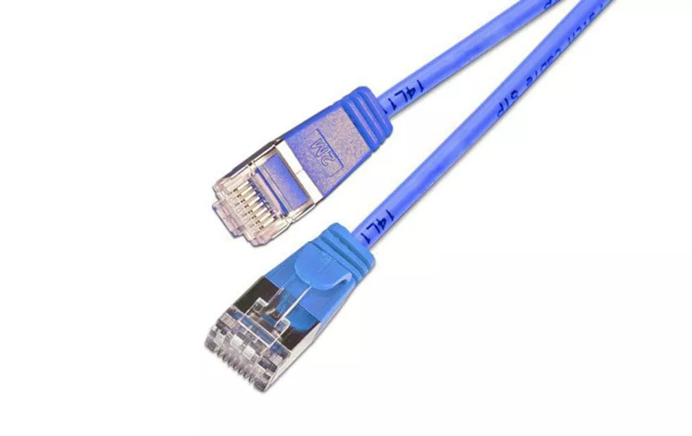 Câble patch slim RJ-45 - RJ-45, Cat 6, U/FTP, 0.5 m, Bleu