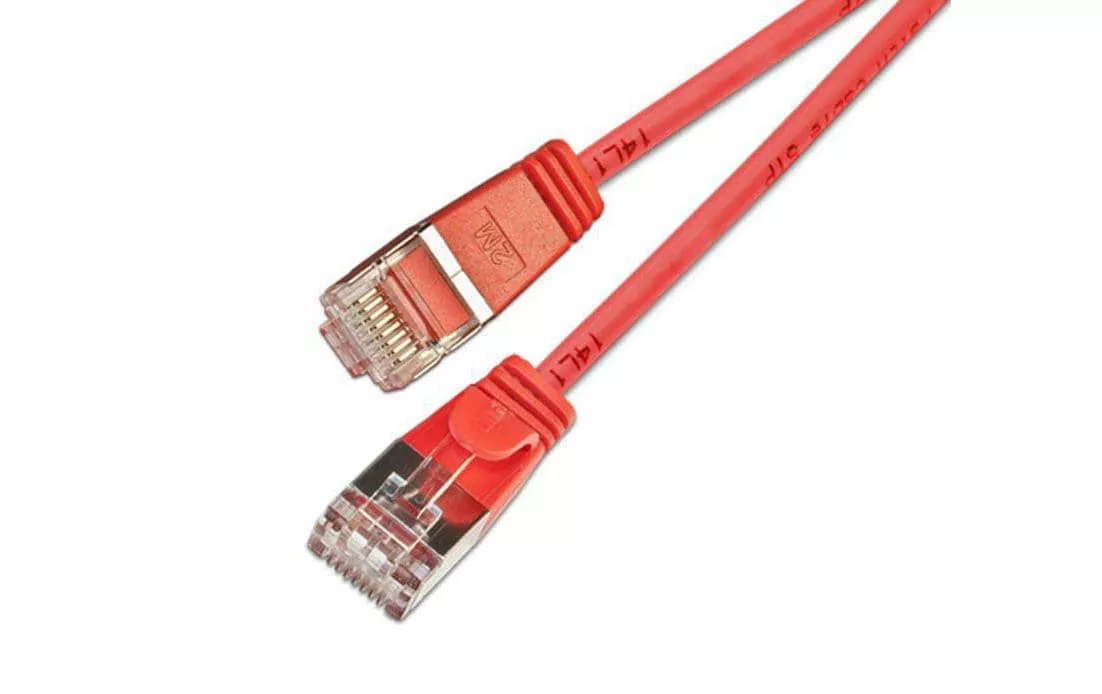 Câble patch slim RJ-45 - RJ-45, Cat 6, U/FTP, 2 m, Rouge