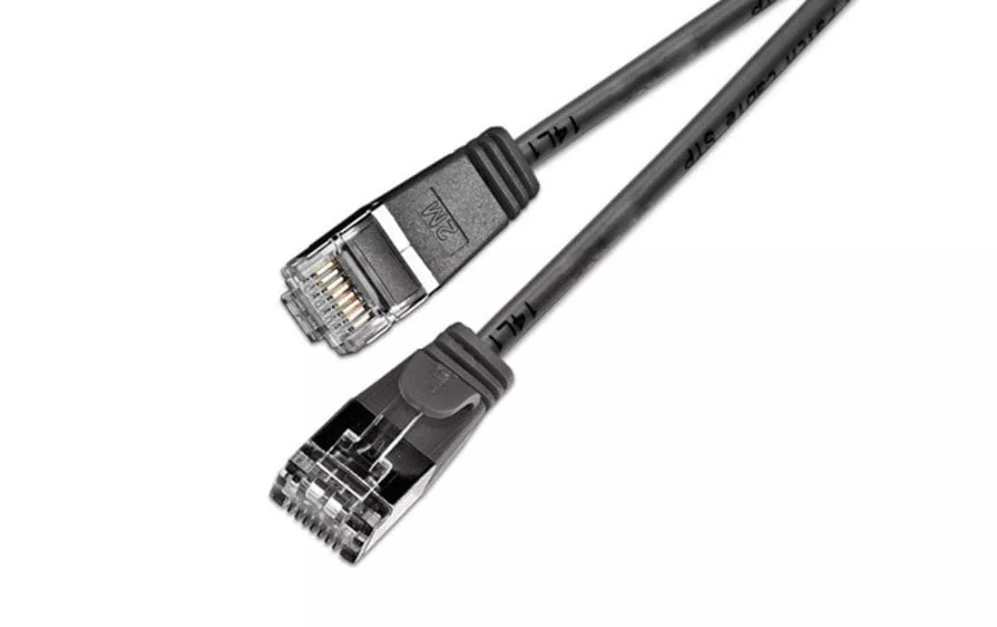 Câble patch slim RJ-45 - RJ-45, Cat 6, U/FTP, 0.15 m, Noir