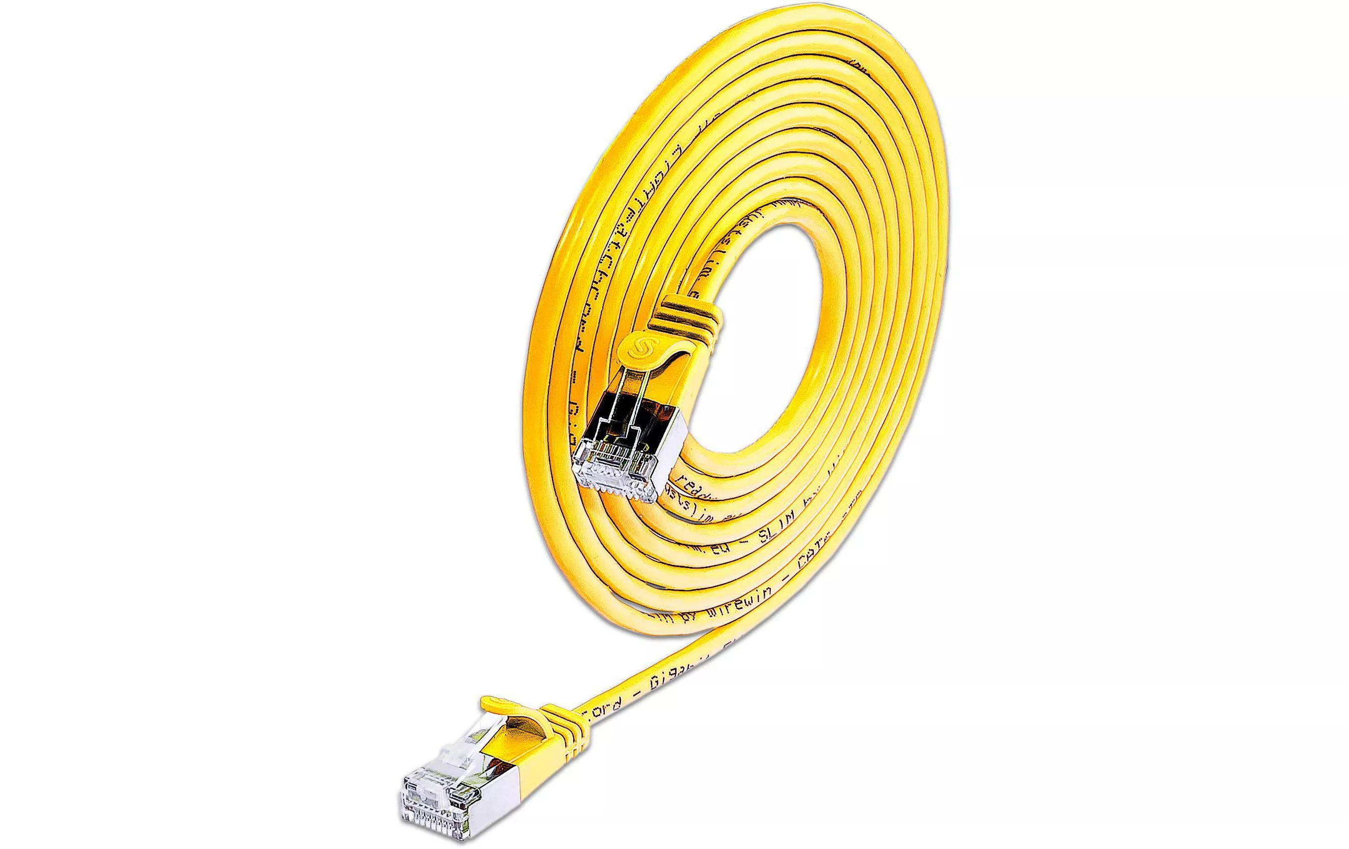 Câble patch slim RJ-45 - RJ-45, Cat 6, U/FTP, 7.5 m, Jaune