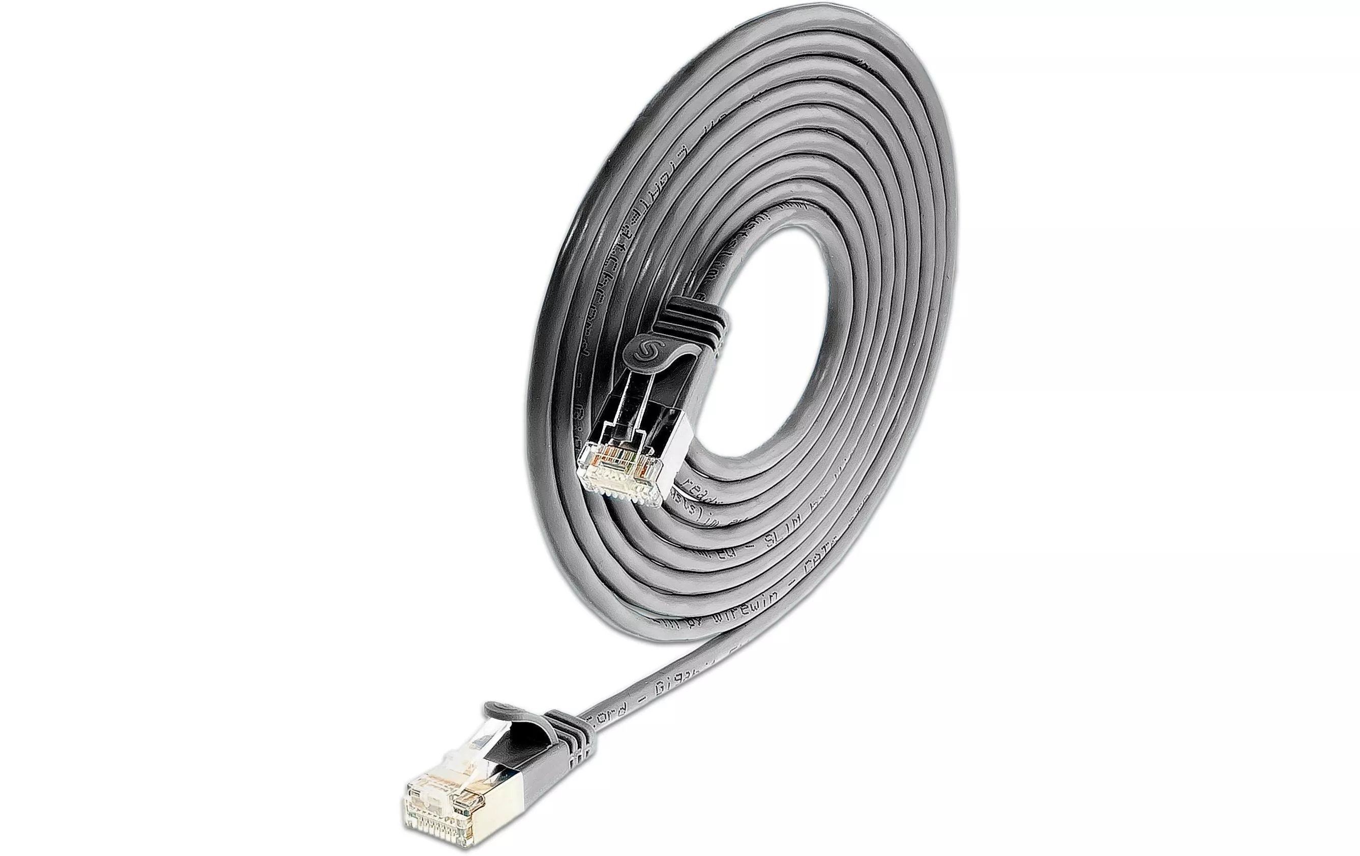 Câble patch slim RJ-45 - RJ-45, Cat 6, U/FTP, 7.5 m, Noir