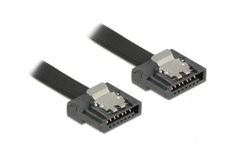 Câble SATA3 noir, clip, flexible, 30 cm
