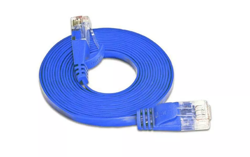 Câble patch slim RJ-45 - RJ-45, Cat 6, UTP, 0.15 m, Bleu