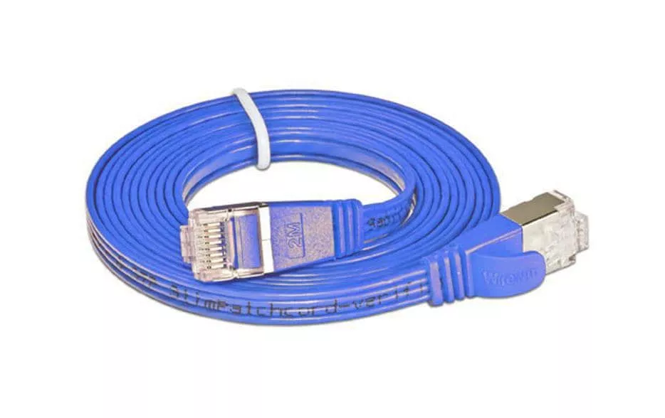 Câble patch slim  Cat 6, STP, 0.15 m, Bleu