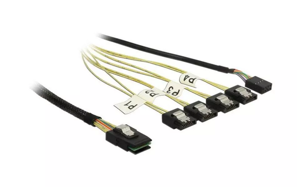 SATA Cable 4x SATA-SFF-8087 Reverse Breakout 100 cm