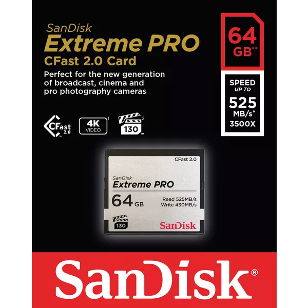 CFast Carte 2.0 ExtremePro 64 GB 525MB/s
