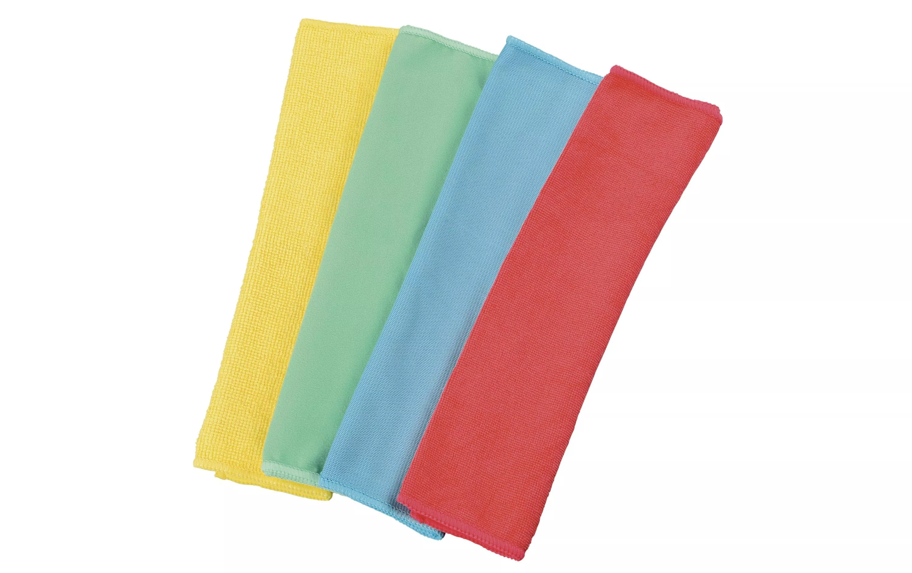 Panno di pulizia in microfibra 4 pezzi, blu/giallo/verde/rosso