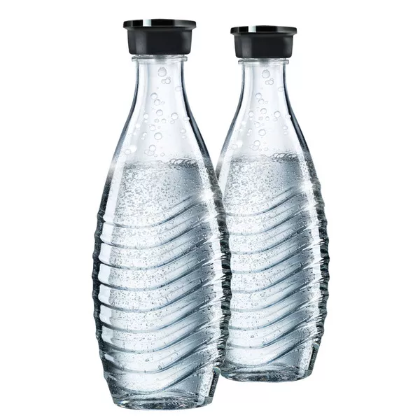 DUO schwarz Mega Pack XL inkl. 60 L CQC Zylinder, 2 x 1 L Glaskaraffe 2 x 1  L Fuse Flasche - Trinkwassersprudler