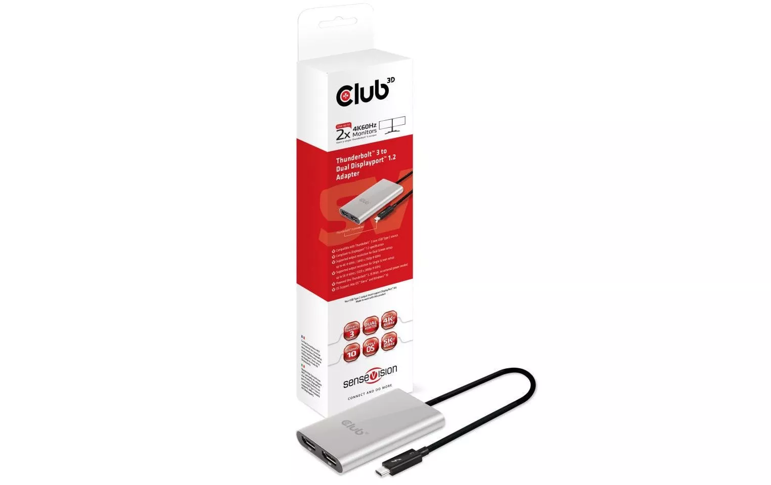 Adattatore Club 3D USB Thunderbolt 3 - 2x DisplayPort 1.2