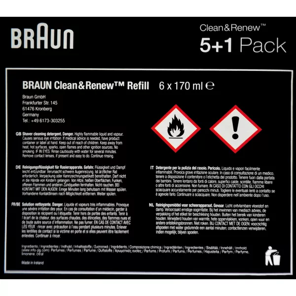 Braun CCR 5+1 Clean & Renew 6 Stück für Braun Serie 3 bis 9  Reinigungskartuschen