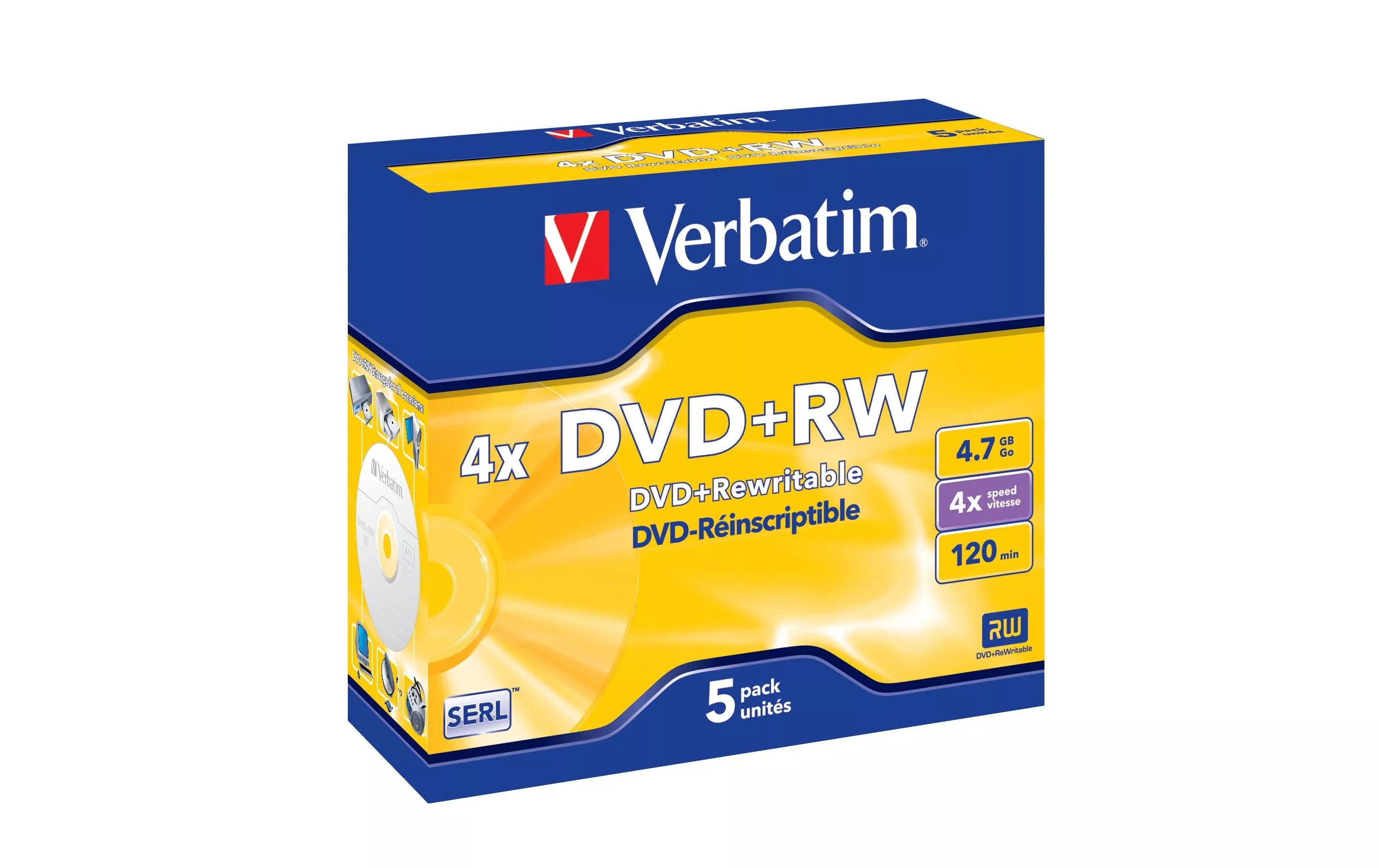 DVD+RW 4.7 GB, boîte à bijoux (5 Pièce/s)
