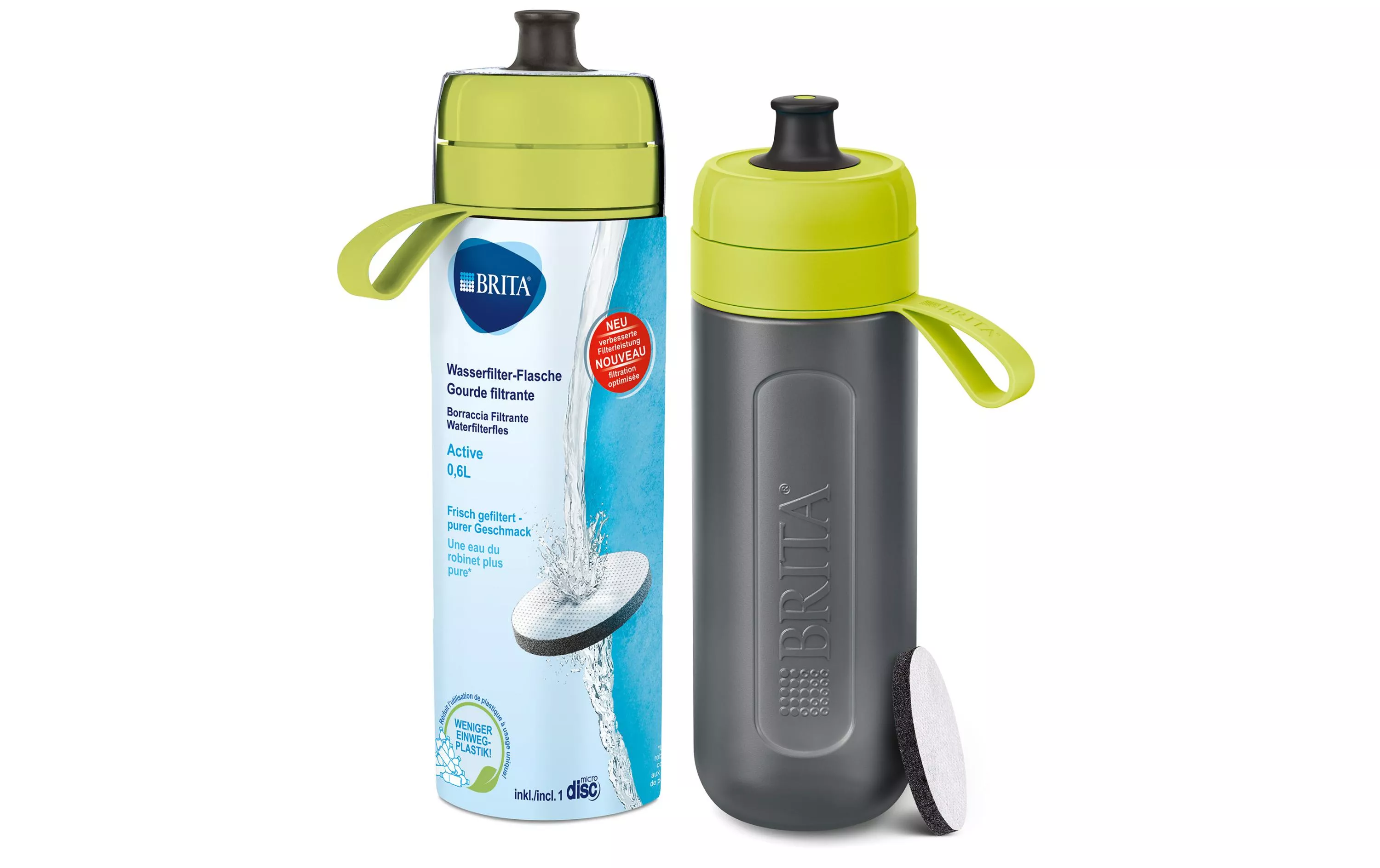 Bottiglia con filtro per l'acqua attivo verde/nero - Brita Bottiglia del  filtro dell'acqua