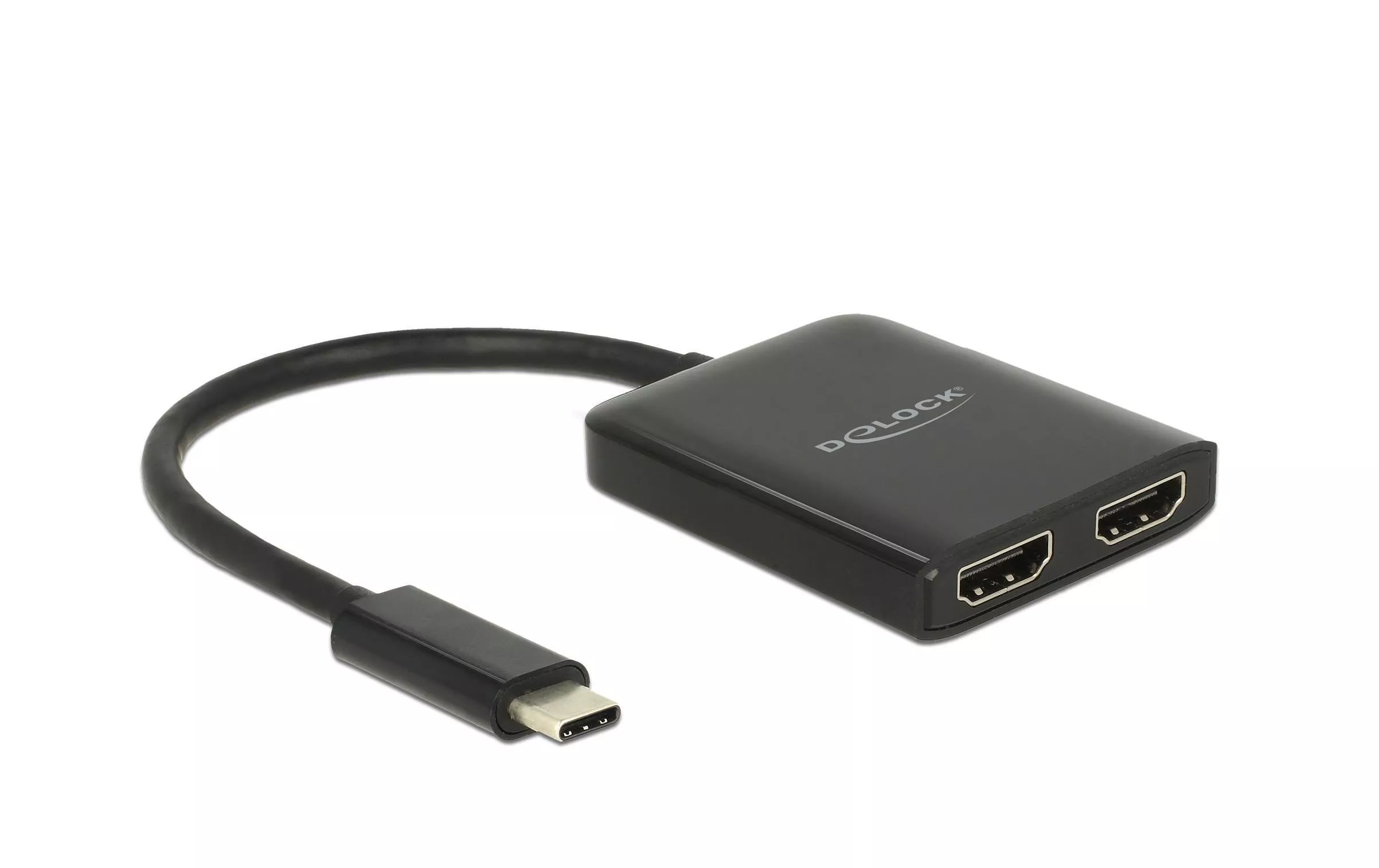 Multiadaptateur USB-C - 2x HDMI out 4K 30Hz Séparateur Noir
