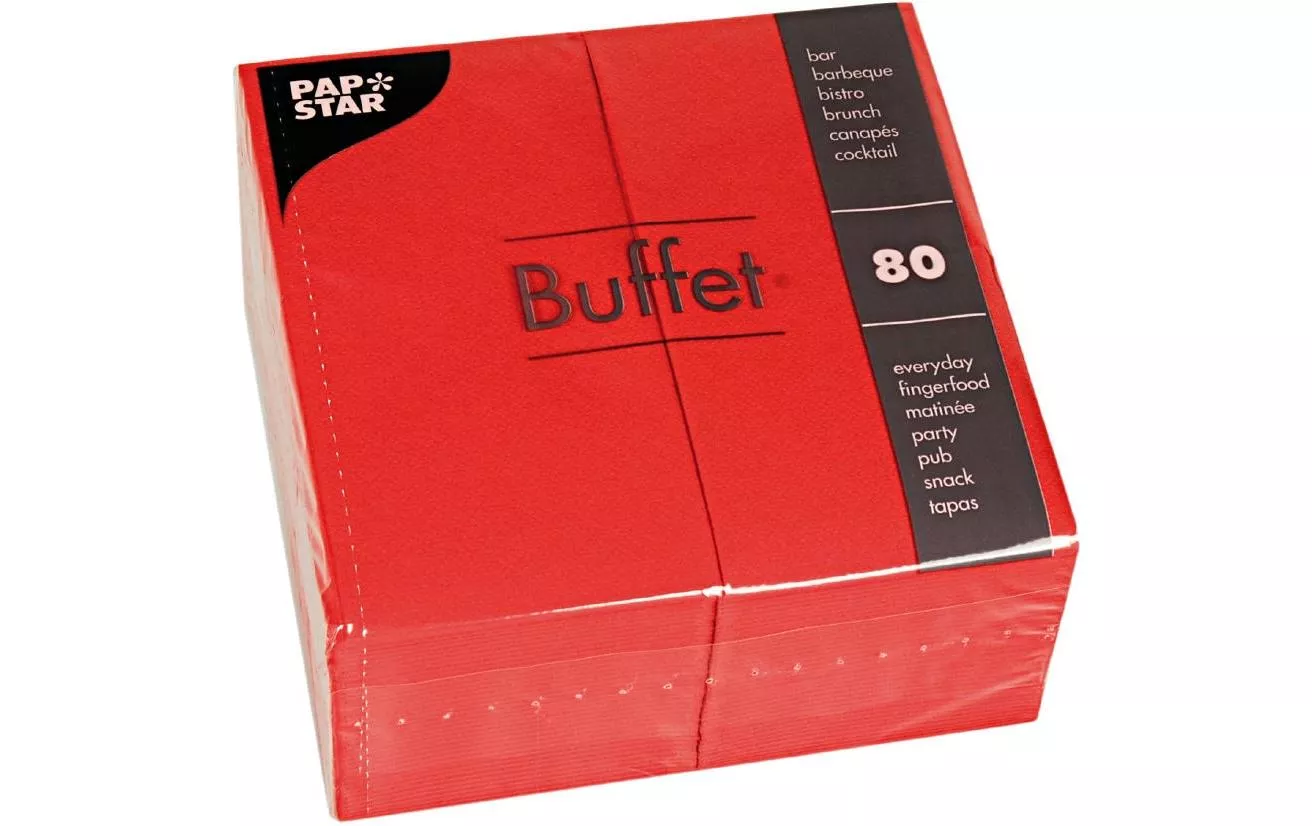 Papierservietten Buffet 33 cm x 33 cm, 80 Stück, Rot