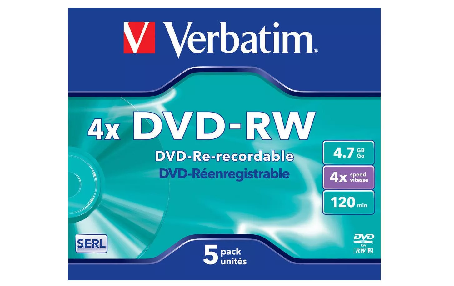 DVD-RW 43285 4.7 GB, boîte à bijoux (5 Pièce/s)