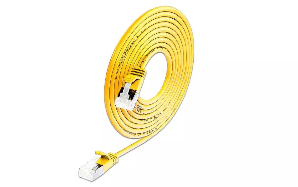 Câble patch slim  Cat 6A, U/FTP, 0.5 m, Jaune