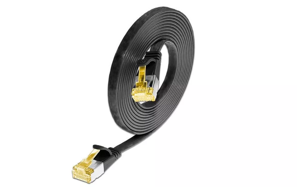 Câble patch slim  Cat 6A, U/FTP, 0.1 m, Noir