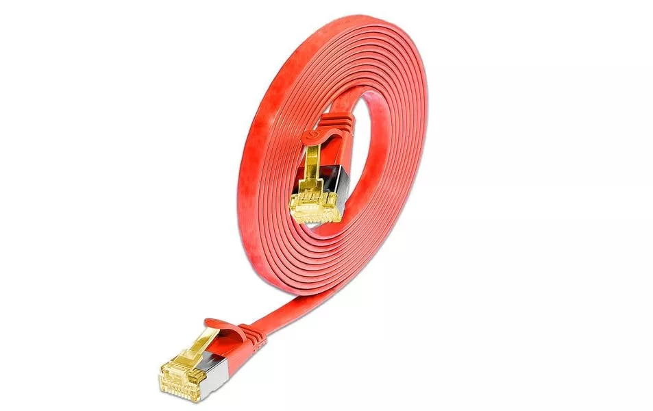 Câble patch slim  Cat 6A, U/FTP, 0.1 m, Rouge