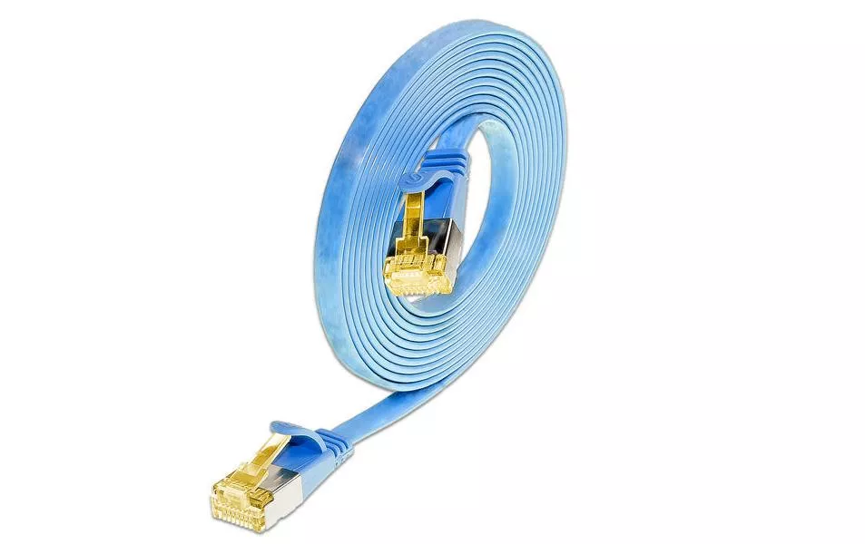 Câble patch slim  Cat 6A, U/FTP, 0.1 m, Bleu