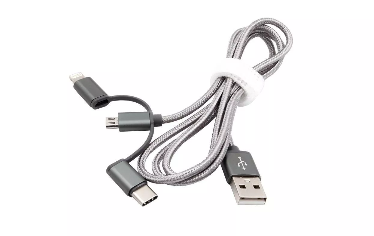 USB-Ladekabel USB A - Micro-USB B/Lightning/USB C 1 m