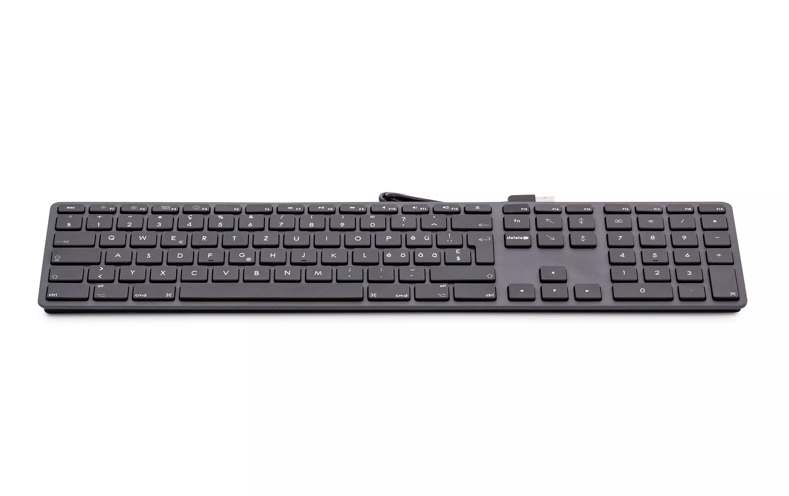 Tastatur KB-1243 Schwarz, Mac CH-Layout mit Ziffernblock