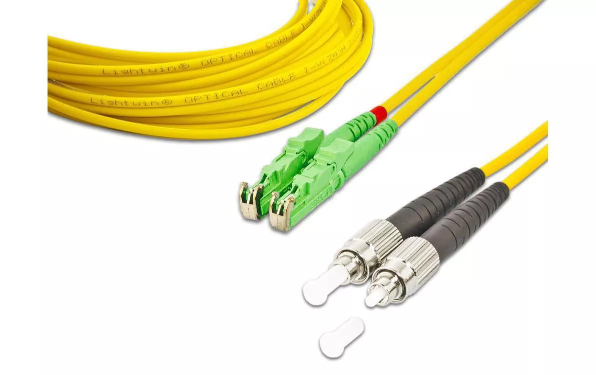 Câble patch à fibre optique E2000/APC-FC, Singlemode, Duplex, 15m