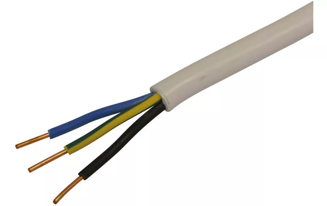 Câble d\u2019installation TT 3x 1.5 mm2 5 m Blanc