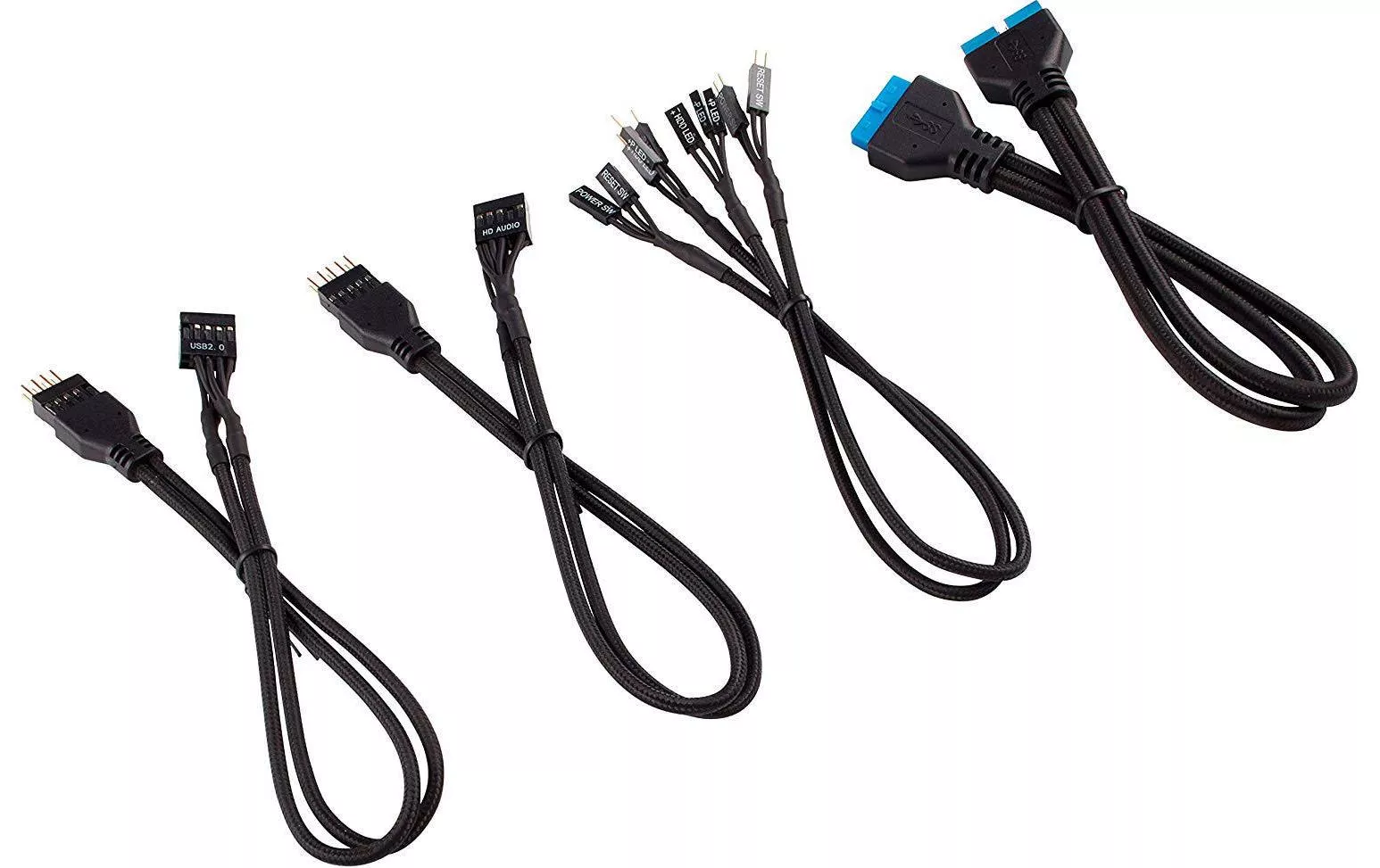 Câbles pour panneau avant Premium Sleeved Kit d\'extension noir