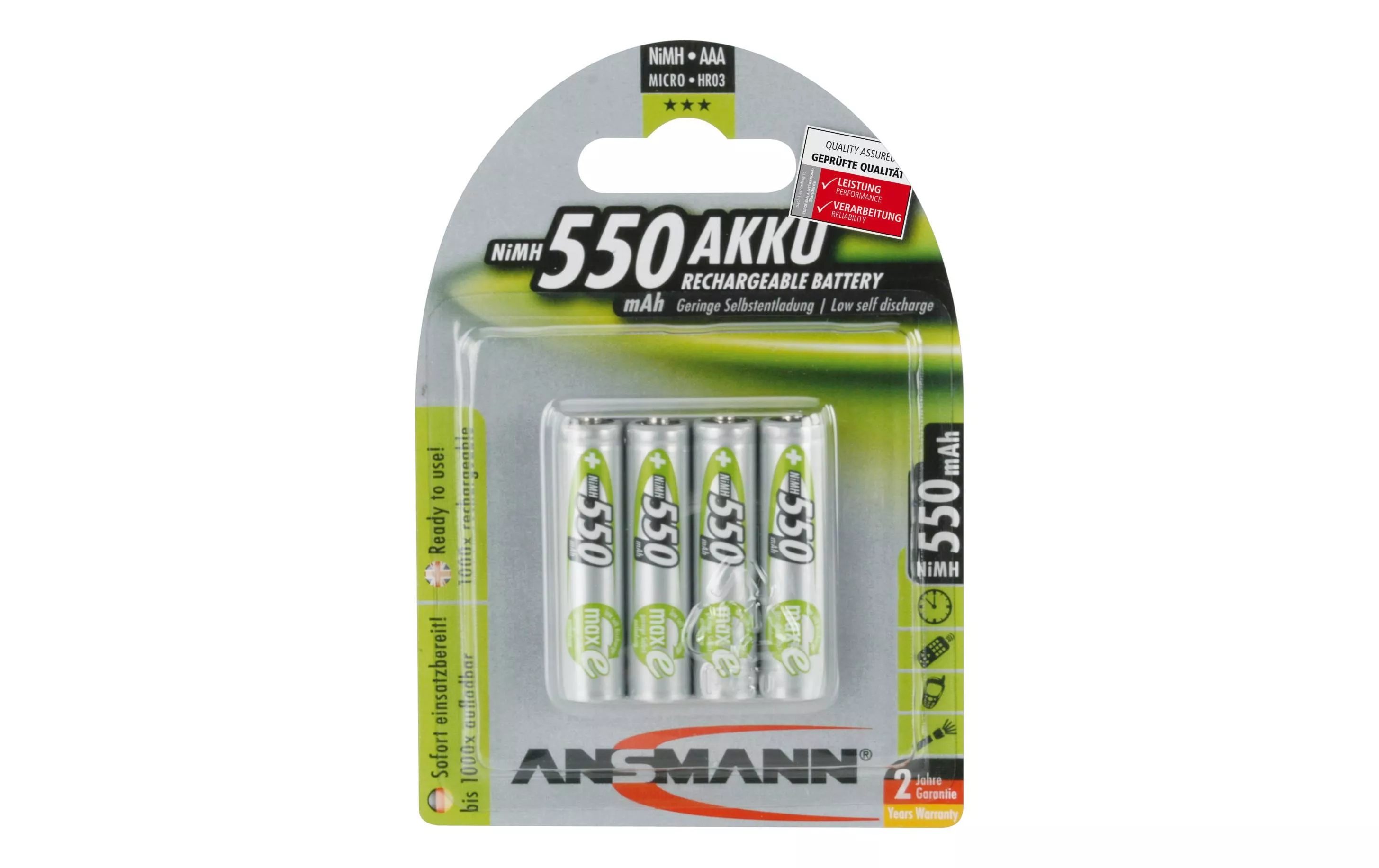 Batteria ricaricabile Ansmann 4x AAA 550 mAh