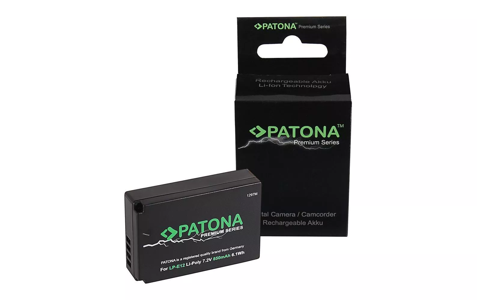 Batteria per macchina fotografica digitale Patona LP-E12, 850 mAh / 7.2V