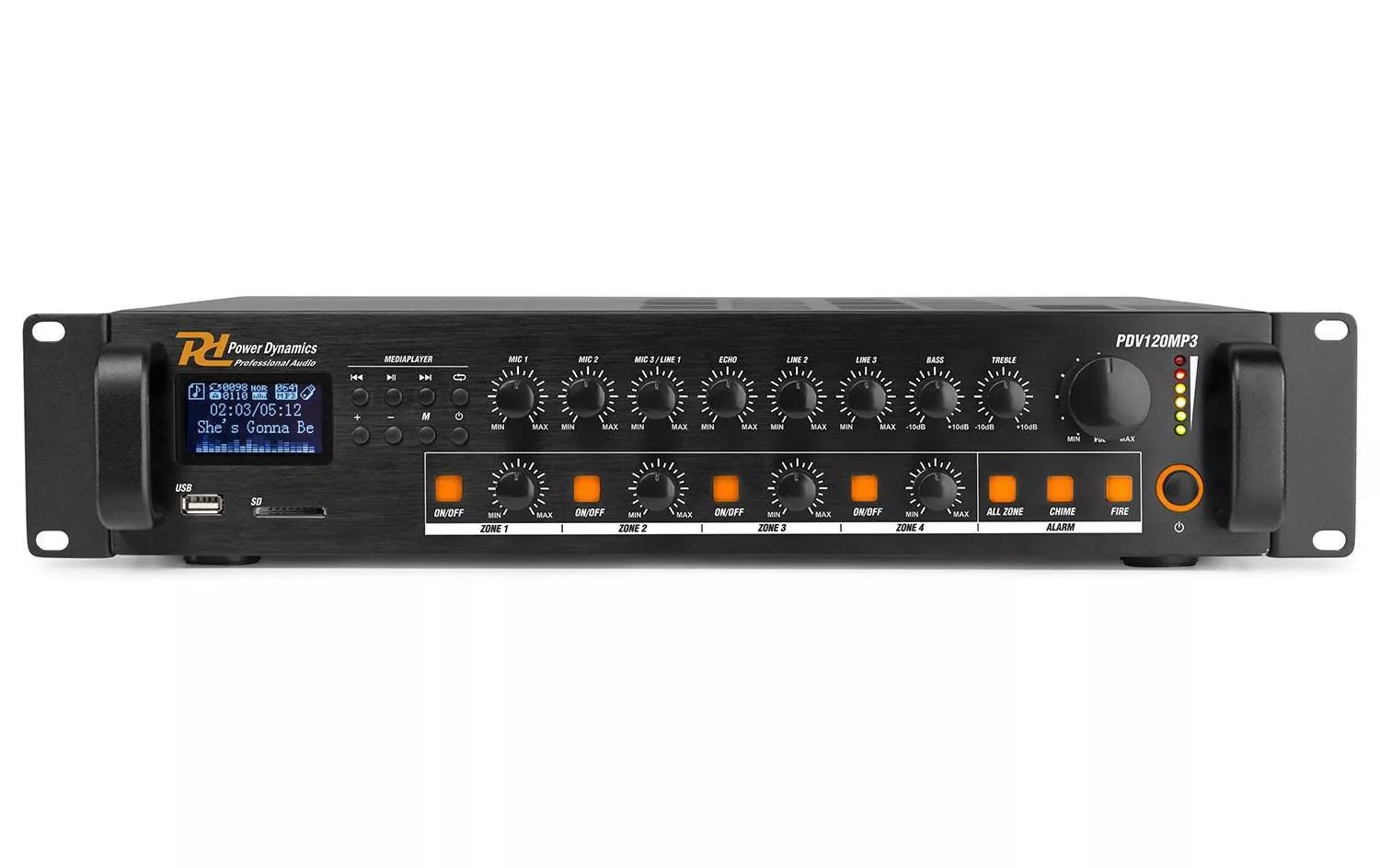 Amplificatore Power Dynamics Pro PDV120 MP3 Mixer a 4 zone