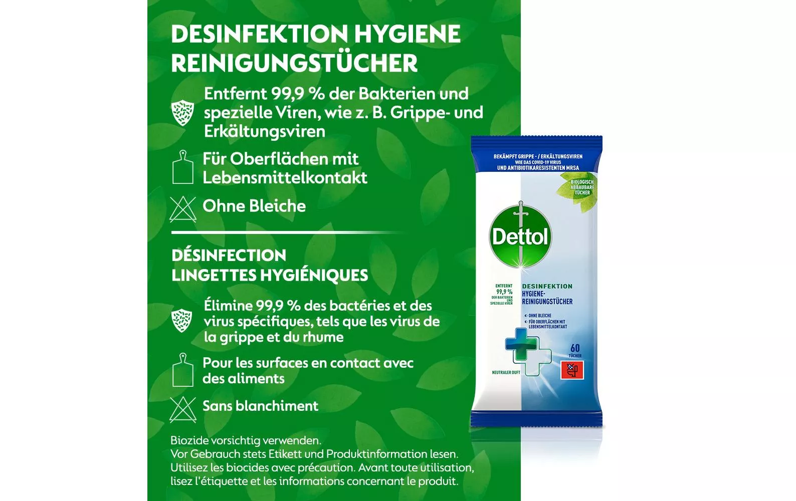 Desinfektion Hygiene-Reinigungstücher 60 Stück