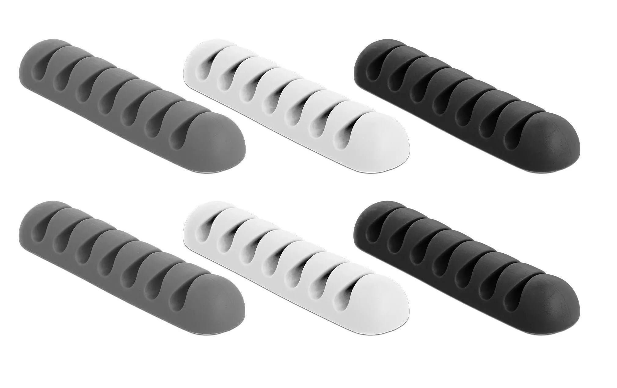 Porte-câble 4 mm, 3x2 pièces, blanc, gris, noir, 7 diam.